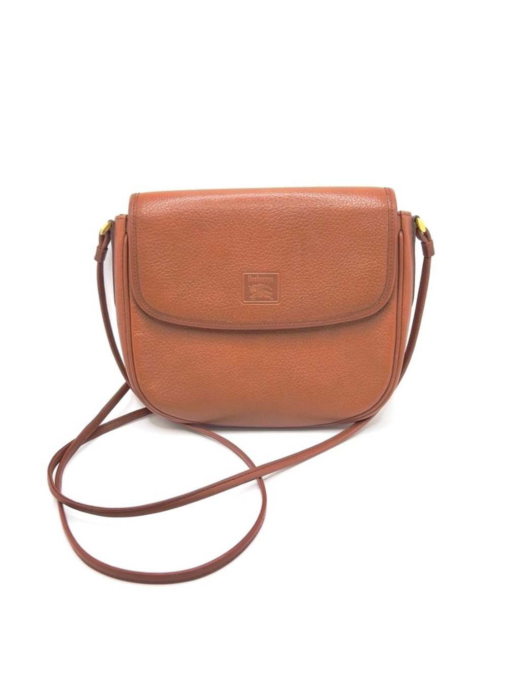 Authentic BURBERRYS Vintage Nova Check Brown Leather Shoulder Crossbody